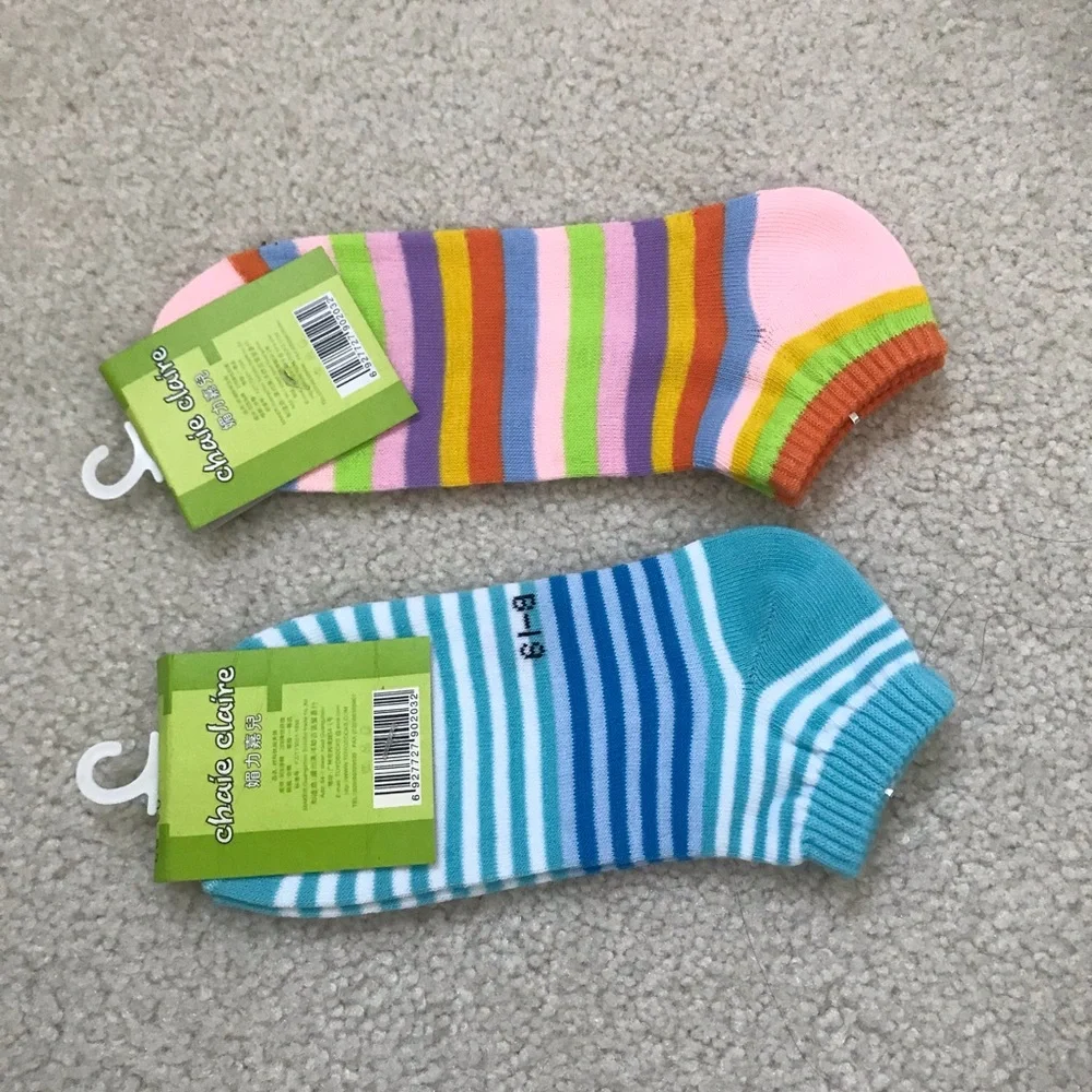 NWOT Set of 5 Low-Cut Socks – Striped & Solid Colors